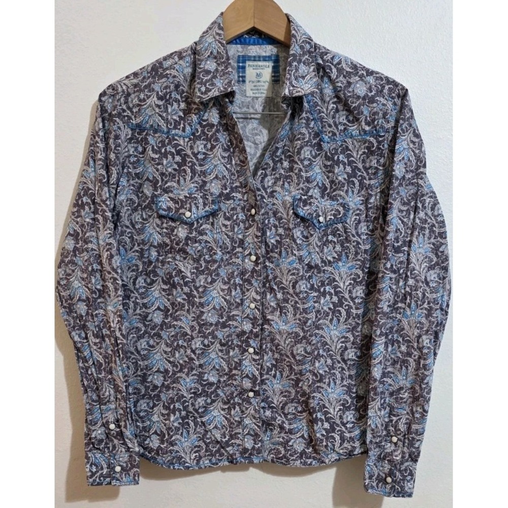 Panhandle Slim Women's Western Pearl Snap‎ Shirt Paisley Sz M Ranch Cowboy Rodeo
